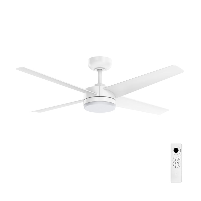 Brilliant 132cm White Matt Grace 4 Blade DC Ceiling Fan With Remote And LED Light