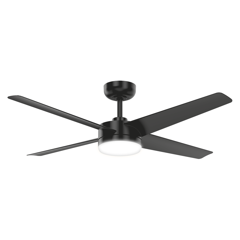 Brilliant 52" Black Matt Grace 4-Blade DC Ceiling Fan with Remote and LED Light
