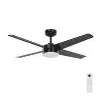 Brilliant 52" Black Matt Grace 4-Blade DC Ceiling Fan with Remote and LED Light