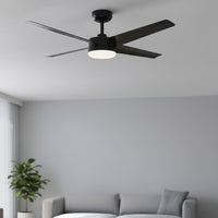 Brilliant 52" Black Matt Grace 4-Blade DC Ceiling Fan with Remote and LED Light