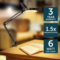 Brilliant Spy Black Fully Adjustable Magnifying LED Clamp Lamp