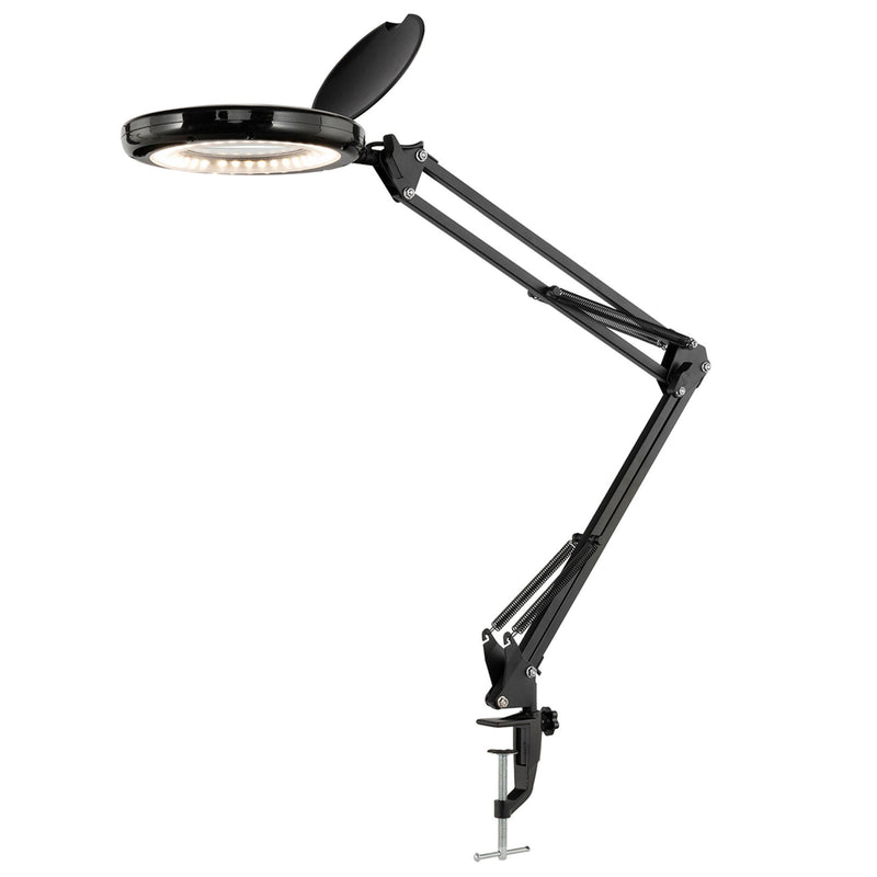 Brilliant Spy Black Fully Adjustable Magnifying LED Clamp Lamp