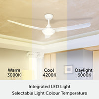 Brilliant Duque White 132cm DC Ceiling Fan with CCT LED Light And Remote