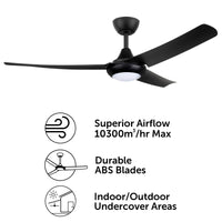 Brilliant Duque Black 132cm DC Ceiling Fan with CCT LED Light And Remote