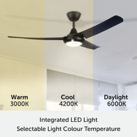 Brilliant Duque Black 132cm DC Ceiling Fan with CCT LED Light And Remote