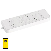 Brilliant White 8 Power Outlets Cannes WiFi Power Board with USB-A & USB-C Charging