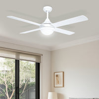 Brilliant White Tempo Plus 48'' AC 4-Blade Ceiling Fan with Light and Remote