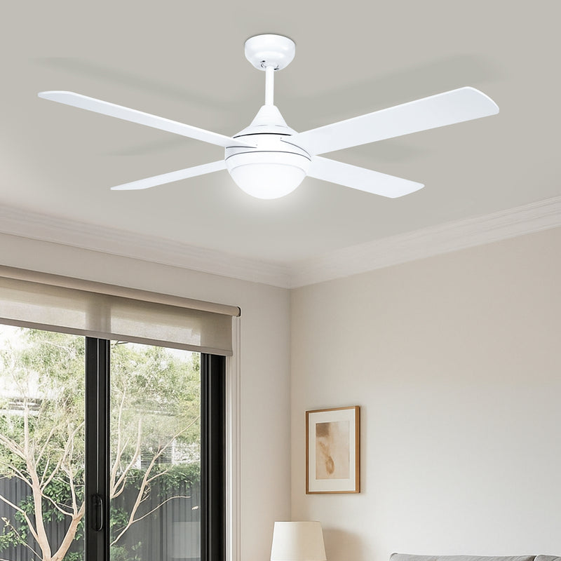 Brilliant White Tempo Plus 48'' AC 4-Blade Ceiling Fan with Light and Remote