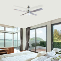 Brilliant Brushed Aluminium Tempo Plus 48''  AC 4-Blade Ceiling Fan with Light