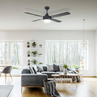 Brilliant Black Tempo Plus 52'' AC 4-Blade Ceiling Fan with Light