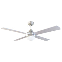 Brilliant Brushed Chrome Tempo Plus 52'' AC 4-Blade Ceiling Fan with Light