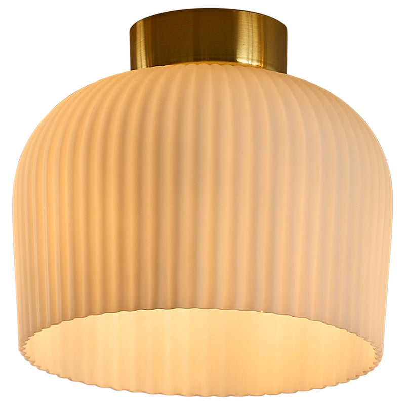 Brilliant Piazza 20cm Brass And Matt Ribbed Glass Batten Fix Shade