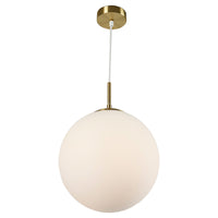 Brilliant Ashby Brass And White Matt Glass Pendant Light