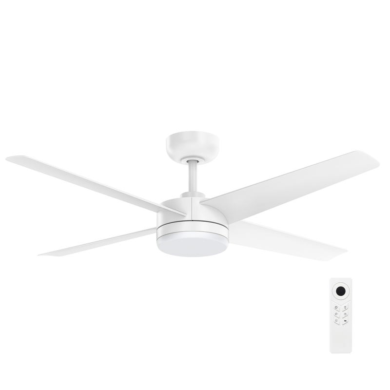 Brilliant 52" White Smart And Tri Colour LED Light 4 Bladed Grace ABS Ceiling Fan