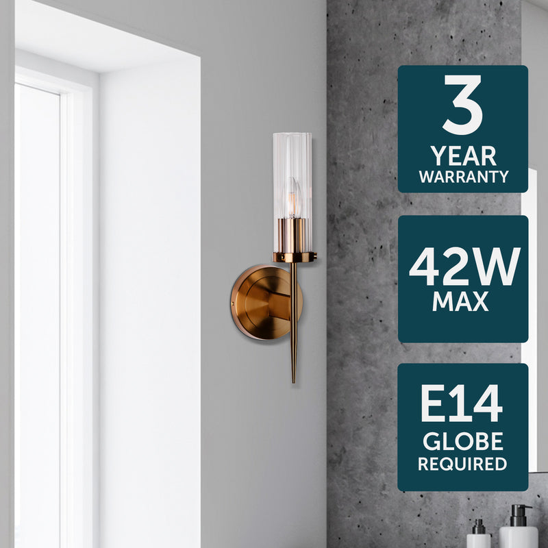 Brilliant Eternal Satin Brass Fluted Glass And Vanity Light