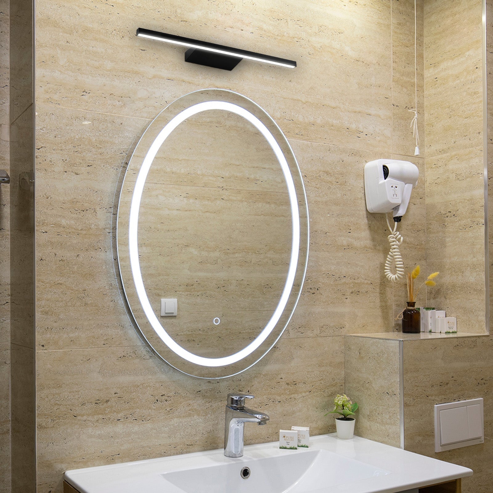 Brilliant Kaji Black Contemporary LED Vanity Light