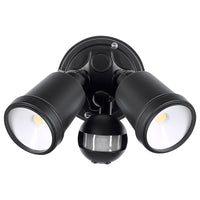 Brilliant Black Raptor III Twin Security Light with Sensor