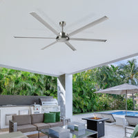 Brilliant Satin Nickel Colossus 120" DC Ceiling Fan 6-Blade