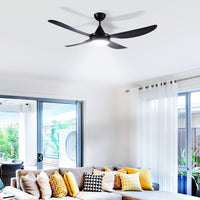 Brilliant Black Vector 52'' DC 4-Blade Ceiling Fan with Light