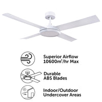 Brilliant Inaya White 132cm DC Ceiling Fan with CCT LED Light And Remote