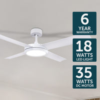 Brilliant Inaya White 132cm DC Ceiling Fan with CCT LED Light And Remote