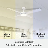 Brilliant Inaya White 132cm DC Ceiling Fan with CCT LED Light And Remote