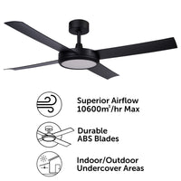 Brilliant Inaya Black 132cm DC Ceiling Fan with CCT LED Light And Remote