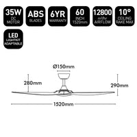 Brilliant 60" Black Fantastic 3-Blade DC Ceiling Fan