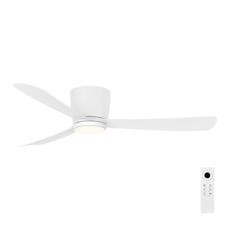 Brilliant 52" White Costa 3-Blade Low Profile DC Ceiling Fan with LED Light