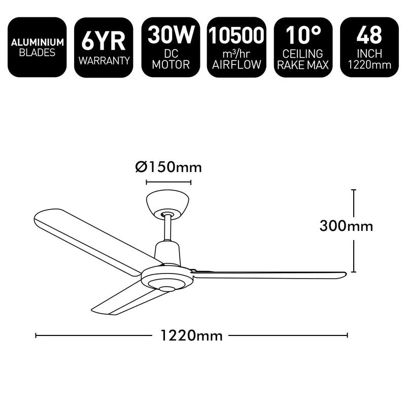 Brilliant White Pacifica II 48’’ DC Ceiling Fan