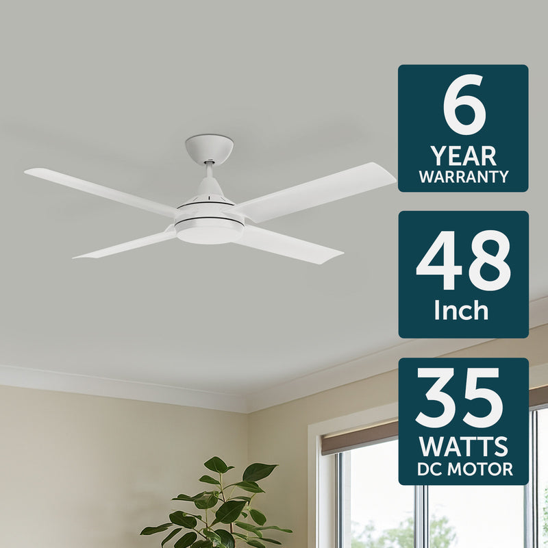 Brilliant Matt White Cairns 48" DC Ceiling Fan