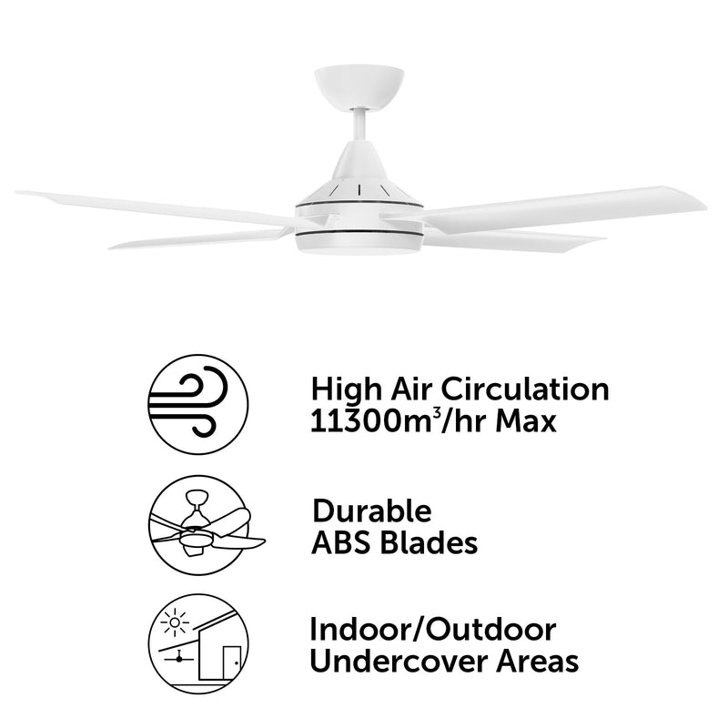 Brilliant Matt White Cairns 52" DC Ceiling Fan