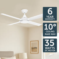 Brilliant Matt White Cairns 52" DC Ceiling Fan