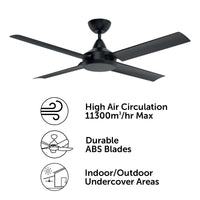 Brilliant Matt Black Cairns 52" DC Ceiling Fan
