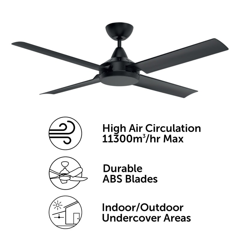 Brilliant Matt Black Cairns 52" DC Ceiling Fan