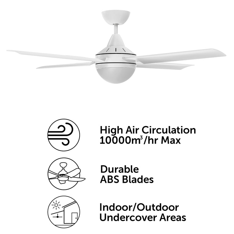 Brilliant Matt White Cairns 48" DC Ceiling Fan with Light
