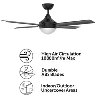 Brilliant Matt Black Cairns 48" DC Ceiling Fan with Light