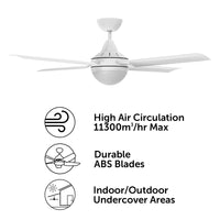 Brilliant Matt White Cairns 52" DC Ceiling Fan with Light