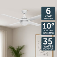 Brilliant Matt White Cairns 52" DC Ceiling Fan with Light