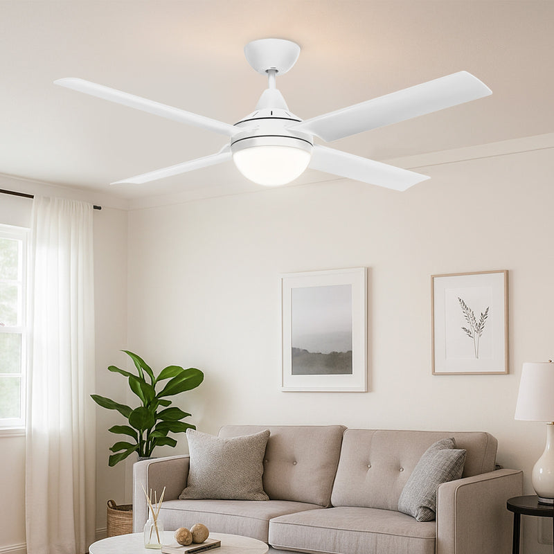 Brilliant Matt White Cairns 52" DC Ceiling Fan with Light