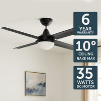 Brilliant Matt Black Cairns 52" DC Ceiling Fan with Light