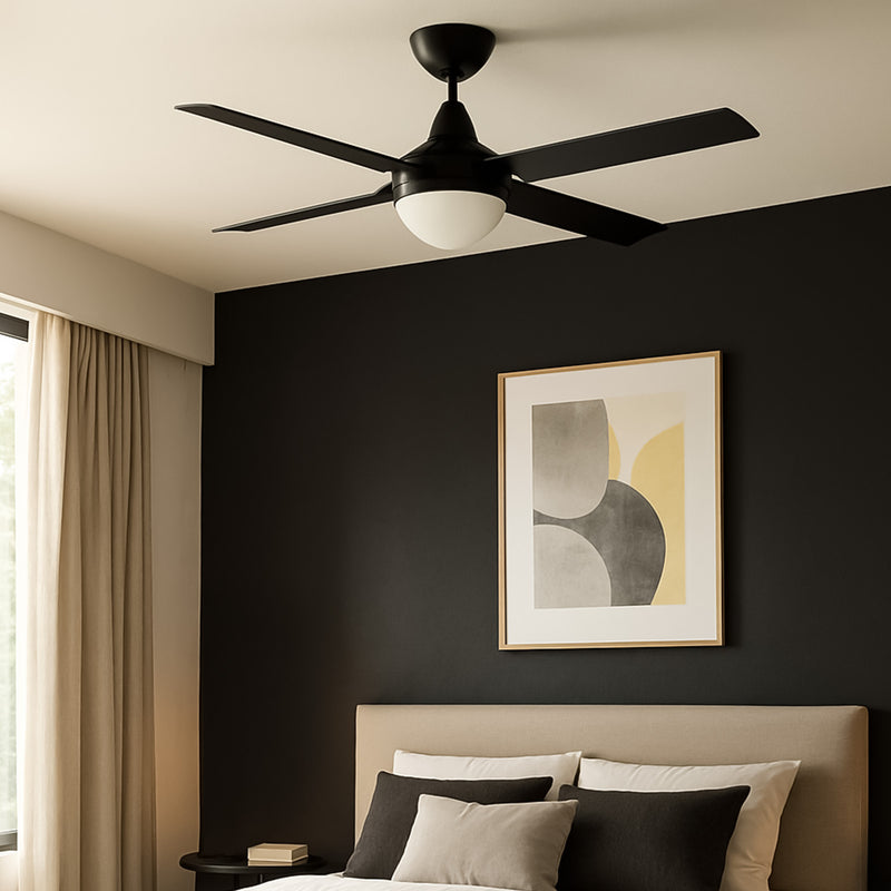 Brilliant Matt Black Cairns 52" DC Ceiling Fan with Light