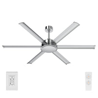 Brilliant 65" Satin Nickel Colossus II 6-Blade DC Ceiling Fan