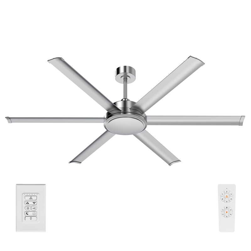 Brilliant 65" Satin Nickel Colossus II 6-Blade DC Ceiling Fan