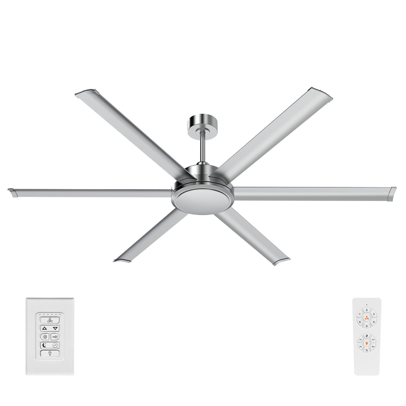 Brilliant 72" Satin Nickel Colossus II 6-Blade DC Ceiling Fan