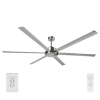 Brilliant 84" Satin Nickel Colossus II 6-Blade DC Ceiling Fan