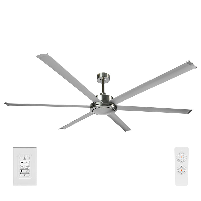 Brilliant 84" Satin Nickel Colossus II 6-Blade DC Ceiling Fan