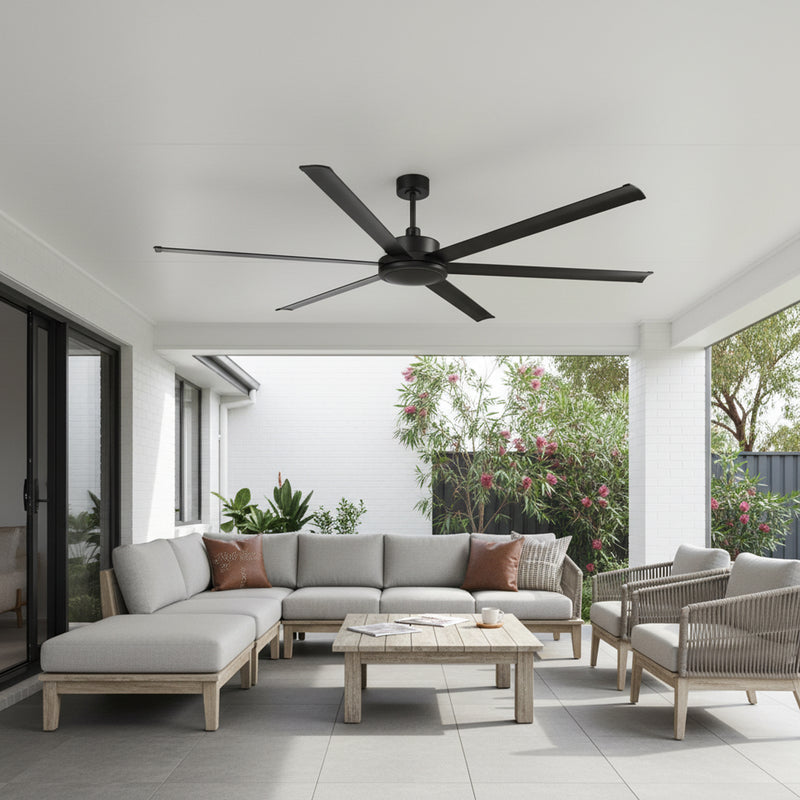 Brilliant 120" Black Colossus II 6-Blade DC Ceiling Fan