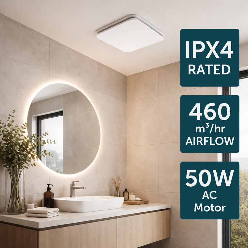 Brilliant White Sarico Promax Square 330mm AC Exhaust Fan