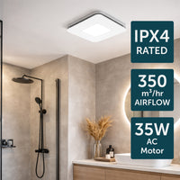 Brilliant White Sarico Promax Square 270mm AC Exhaust Fan with LED Light